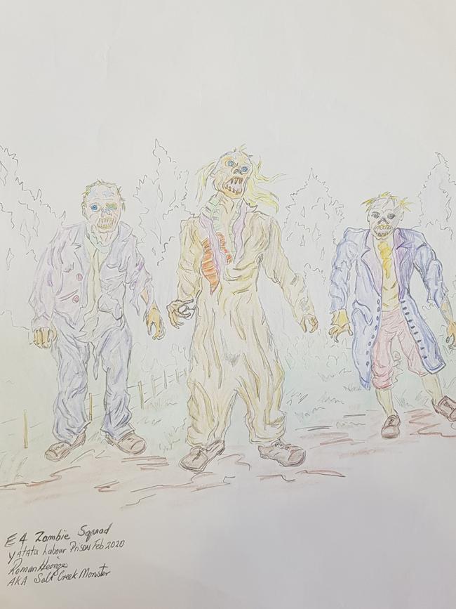 Salt Creek backpacker kidnapper Roman Heinze’s Yatala zombies artwork. Picture: Supplied