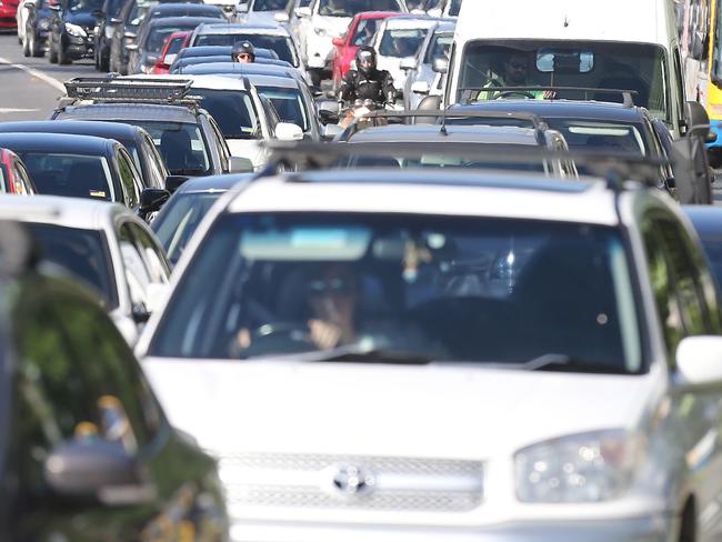 Morning traffic congestion in Brisbane City. Coronation drive. Pic Jono Searle