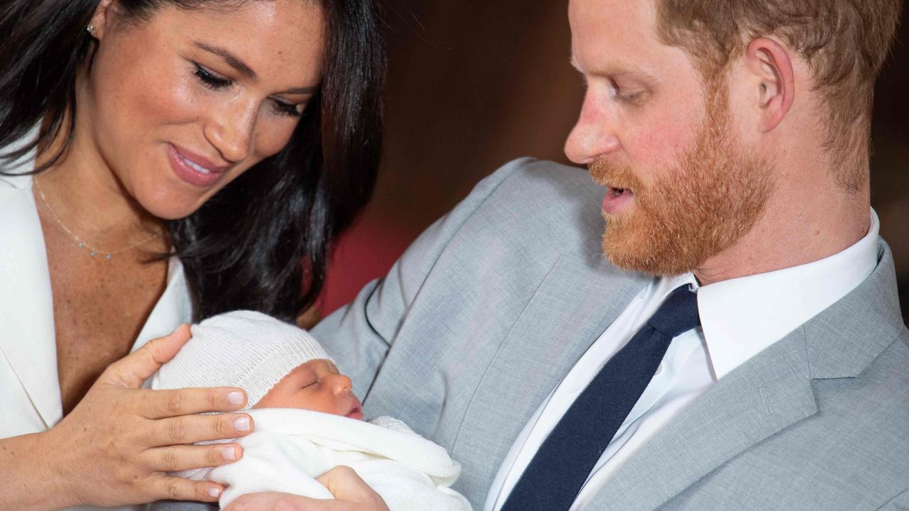 Archie’s first and only public appearance gave us just a glimpse of his little face. Picture: Dominic Lipinski/Pool/AFP