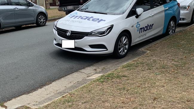 A car blocking a driveway in a street in the Redcliffe Hospital precinct. PHOTO: SUPPLIED