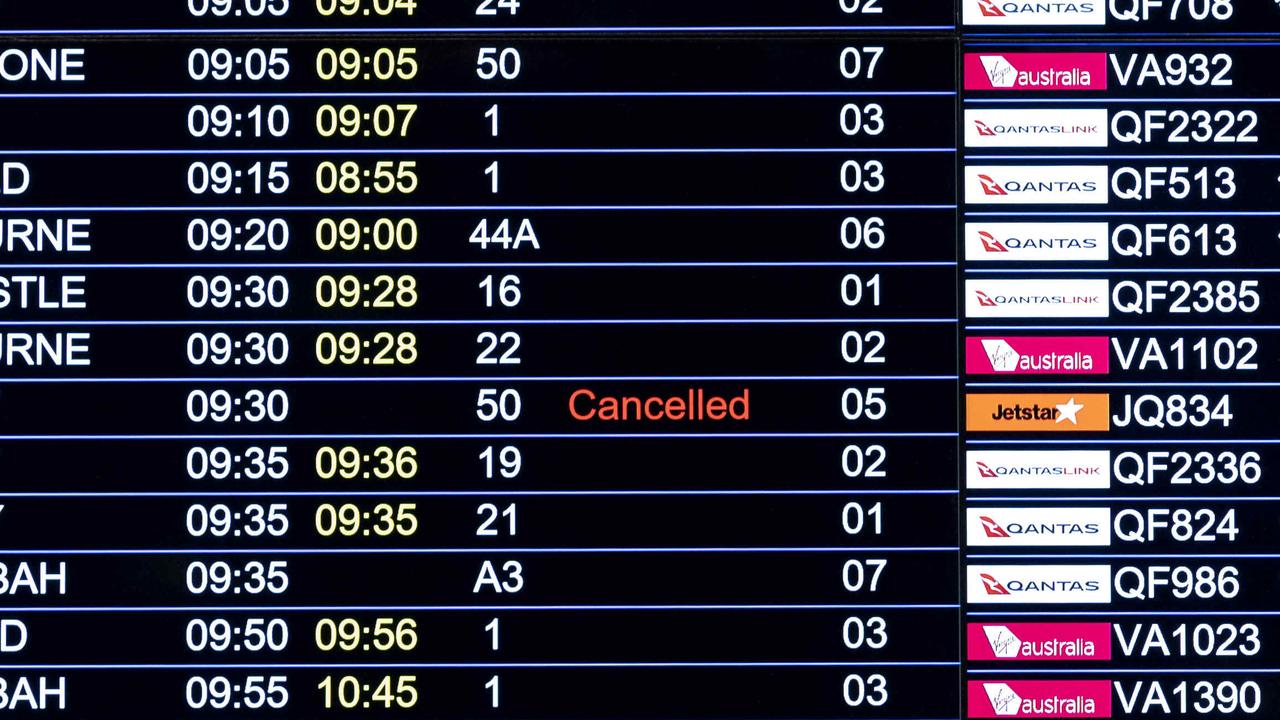 Brisbane Airport flight board shows incorrect flight cancellations ...