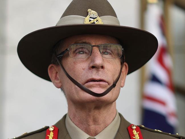 CANBERRA, AUSTRALIA NewsWire Photos - SEPTEMBER 16, 2021: Australian Prime Minister Scott Morrison spoke to media at a press conference at Parliament House in Canberra. The Chief of the Defence Force General Angus Campbell joined the PM at the press conference.Picture: Newswire/Gary Ramage