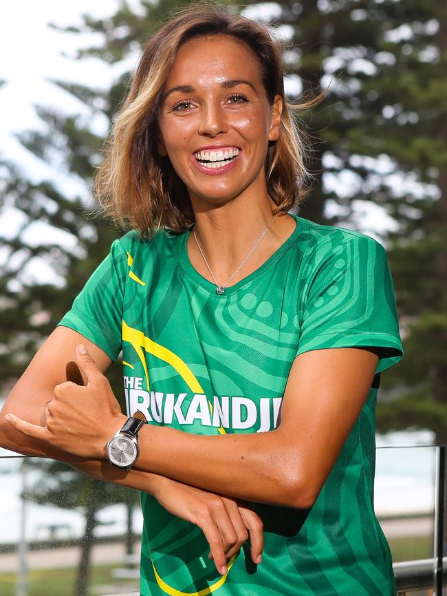 Sally Fitzgibbons poses for a portrait during the launch of the Australian surf team.