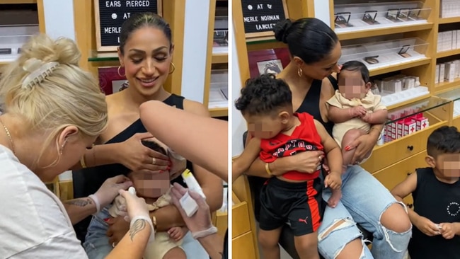 The mum-of-three got her baby's ears pierced. Source: TikTok/sandydhandamua