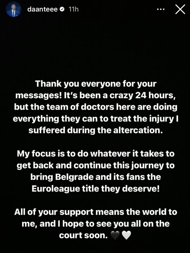 Dante Exum released this statement on Saturday. Source: Instagram