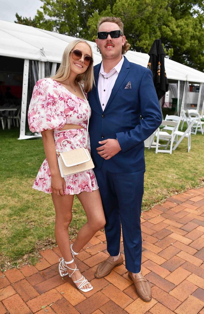 Holly Beddioes and Jaidyn Thorpe at Weetwood race day, Clifford Park. Picture: Patrick Woods.