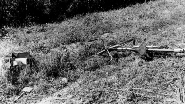 Marilyn Wallman’s bike on the side of the rural Eimeo road where she went missing in March 1972.