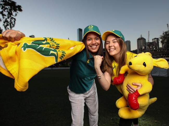 Tazmin Murray, 15 of Varsity Lakes and Chloe Robinson, 16 of Tamborine are excited about Brisbane possibly getting the 2032 Olympic Games. Picture: Zak Simmonds