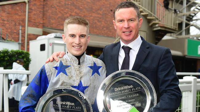 Jockey Sam Weathley saluted for trainers Andrew Scott and Lance O’Sullivan. Picture: Grant Peters-Trackside Photography