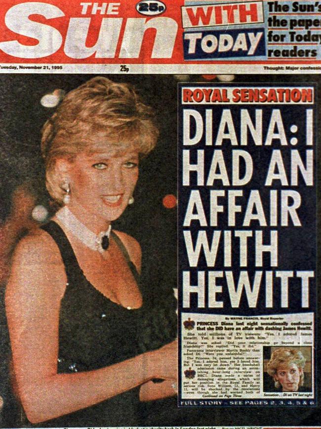 The Sun on Diana's BBC interview without permission from the palace. Picture: Supplied