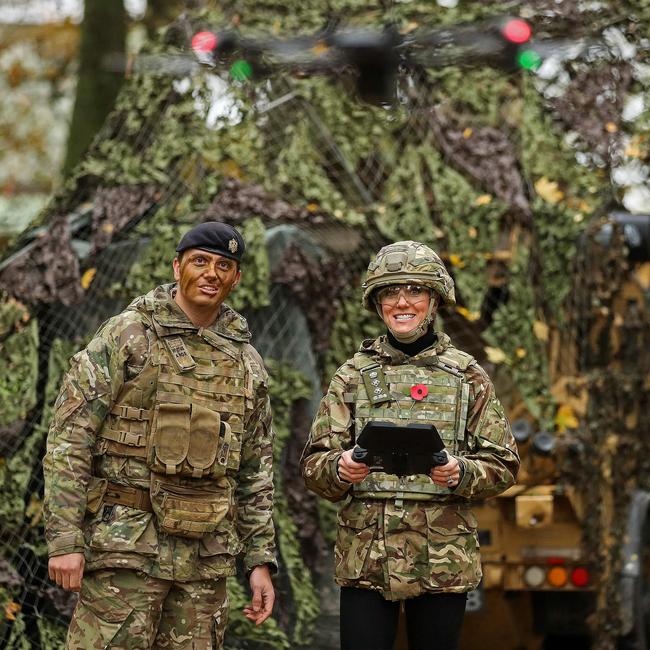 The Princess of Wales makes her debut as Colonel-in-Chief of the 1st Queen's Dragoon Guards and learns to fly a military drone. Picture: Chris Radburn/AFP