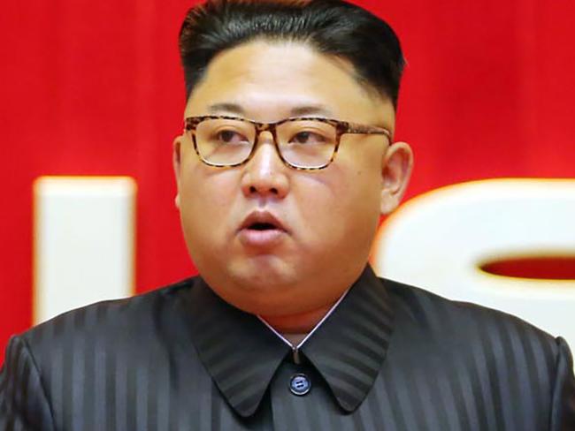 This undated picture released from North Korea's official Korean Central News Agency (KCNA) on August 4, 2016 shows North Korean leader Kim Jong-Un delivering a speech at the 3rd Meeting of KPA Activists in O Jung Hup-led 7th Regiment Title Movement at the April 25 House of Culture in Pyongyang. / AFP PHOTO / KCNA / KCNA