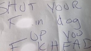 Furious Eagleby resident reveals abusive note left by anonymous neighbour