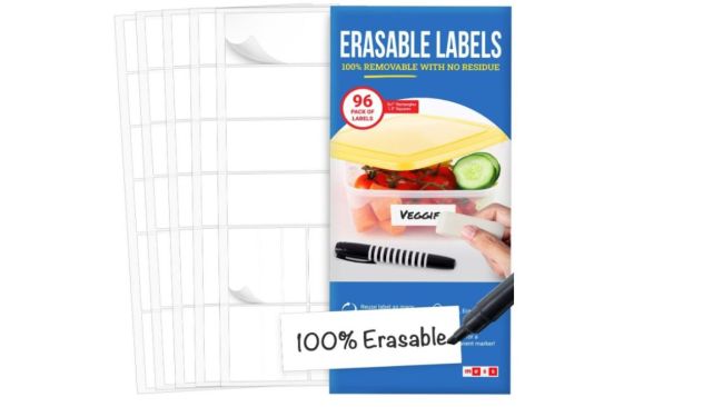 Reusable and Erasable Labels for Food Containers (96-Pack