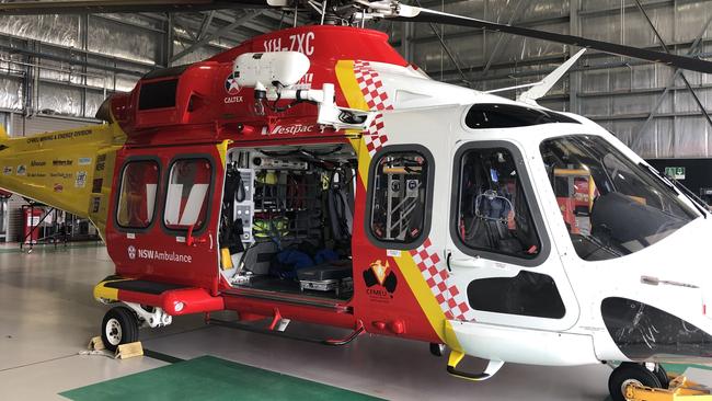 The Westpac Rescue Helicopter that saved Mr Crew. Pic Amy Ziniak