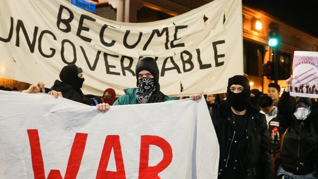 Heroes for the cause or fascists? Depends on which side of the fence you sit on. (Pic: Elijah Nouvelage/Getty Images/AFP)