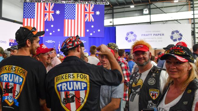 Trump supporters at the opening of Pratt Paper Plant in Wapakoneta, Ohio. Picture: AAP Image/Mick Tsikas