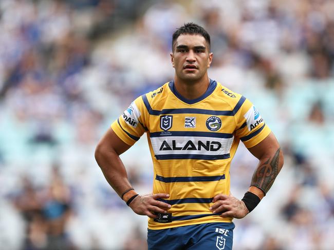 Marata Niukore of the Eels looks on during the Round 2 NRL match between the Canterbury Bulldogs and the Parramatta Eels at ANZ Stadium, Sydney, Sunday, March 24, 2019. (AAP Image/Brendon Thorne) NO ARCHIVING, EDITORIAL USE ONLY