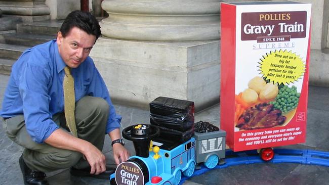 One of Nick Xenophon’s earlier stunts, the Pollies Gravy Train, in 2004.