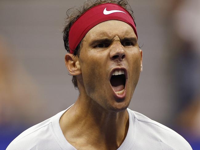 NEW YORK, NEW YORK - SEPTEMBER 05: Rafael Nadal of Spain reacts against Frances Tiafoe of the United States during their MenÃ¢â¬â¢s Singles Fourth Round match on Day Eight of the 2022 US Open at USTA Billie Jean King National Tennis Center on September 05, 2022 in the Flushing neighborhood of the Queens borough of New York City. (Photo by Sarah Stier/Getty Images)