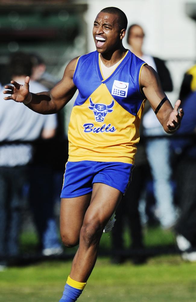 Ziggie Alwan after knocking over a goal for Noble Park.