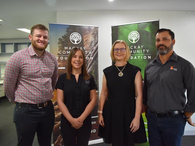 Mackay Community Foundation supporters and donors. L-R: McKays Solicitors’ Ryan Pollard, Explore Property Commercial’s Kelisha Day, Mackay Community Foundation chairwoman Frances Easton and Key Solutions Group and Mackay Community Foundation director Frank Attard. Picture: Madeleine Graham