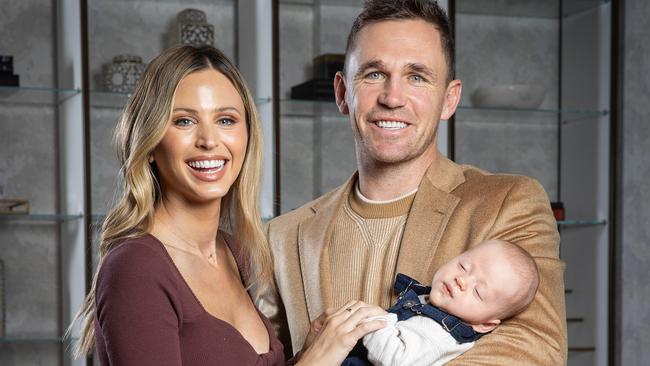 Joel and Brit Selwood with their son, Joey. Picture: Mark Stewart