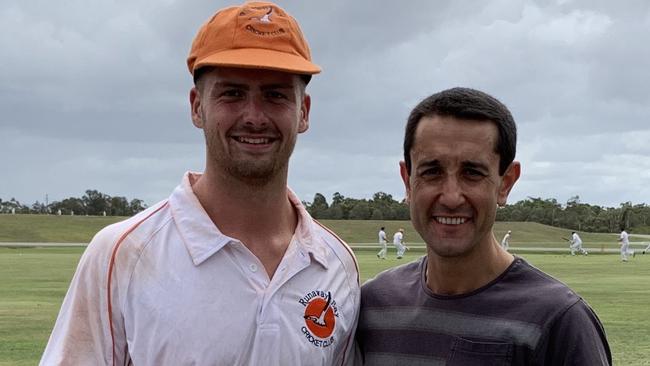 Runaway Bay quick Harry Foyle with Broadwater MP David Crisafulli. 