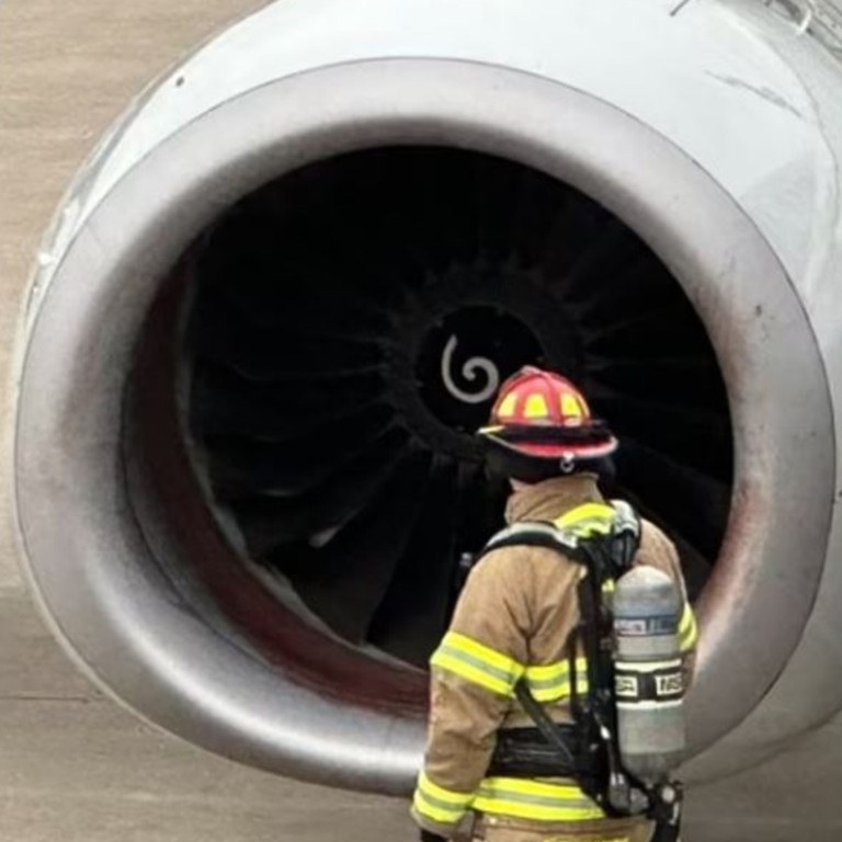 Emergency crew surveyed the engine after the incident. Picture: Twitter