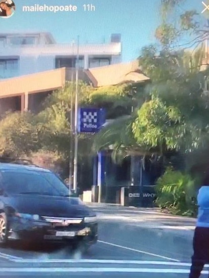 The outside of Dee Why Police Station being filmed. Picture: Instagram/mailehopoate