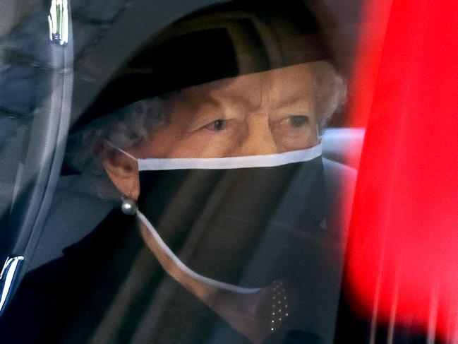 WINDSOR, ENGLAND - APRIL 17: Queen Elizabeth II arrives for the funeral of Britain's Prince Philip, Duke of Edinburgh at St George's Chapel at Windsor Castle on April 17, 2021 in Windsor, England. Prince Philip of Greece and Denmark was born 10 June 1921, in Greece. He served in the British Royal Navy and fought in WWII. He married the then Princess Elizabeth on 20 November 1947 and was created Duke of Edinburgh, Earl of Merioneth, and Baron Greenwich by King VI. He served as Prince Consort to Queen Elizabeth II until his death on April 9 2021, months short of his 100th birthday. His funeral takes place today at Windsor Castle with only 30 guests invited due to Coronavirus pandemic restrictions. on April 17, 2021 in Windsor, England. Prince Philip of Greece and Denmark was born 10 June 1921, in Greece. He served in the British Royal Navy and fought in WWII. He married the then Princess Elizabeth on 20 November 1947 and was created Duke of Edinburgh, Earl of Merioneth, and Baron Greenwich by King VI. He served as Prince Consort to Queen Elizabeth II until his death on April 9 2021, months short of his 100th birthday. His funeral takes place today at Windsor Castle with only 30 guests invited due to Coronavirus pandemic restrictions. (Photo by Jonathan Buckmaster - WPA Pool/Getty Images)