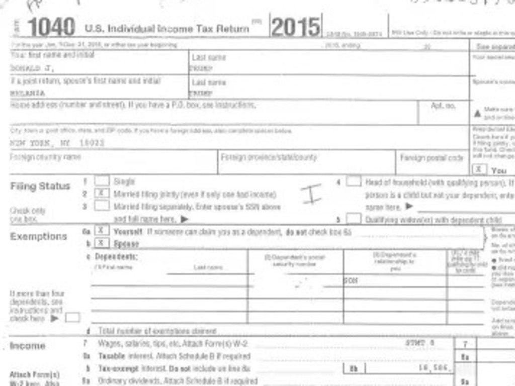 Part of Donald Trump’s tax returns.