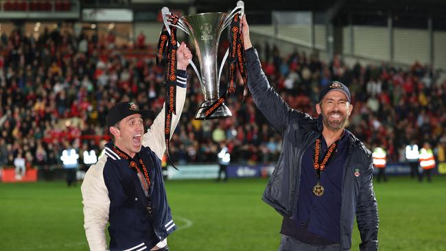 Wrexham owners Rob McElhenney and Ryan Reynolds. Photo by Matthew Ashton - AMA/Getty Images.