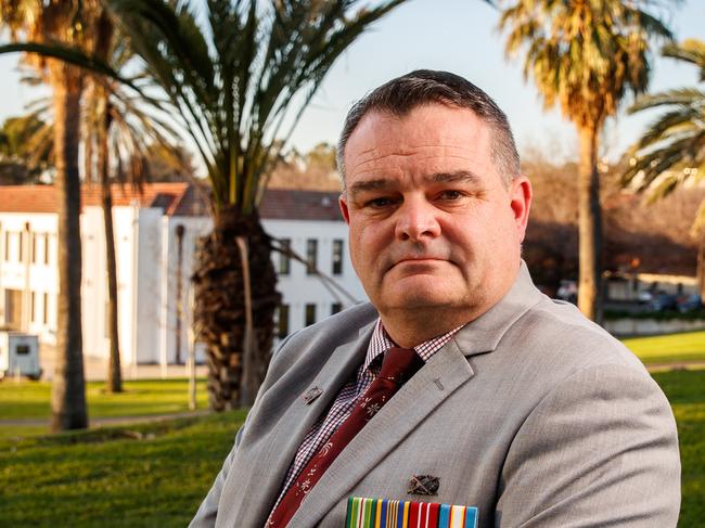 Mark Freer, who is one of a growing number of former soldiers calling for a Royal Commission into the government supplying anti-malaria drugs with bad side effects. Mark is pictured near the Torrens Parade Ground on July 16, 2020 in Adelaide. Picture by Matt Turner.SA WEEKEND PICTURE, CONTACT PAUL ASHENDEN FOR PUBLISHING DATES.