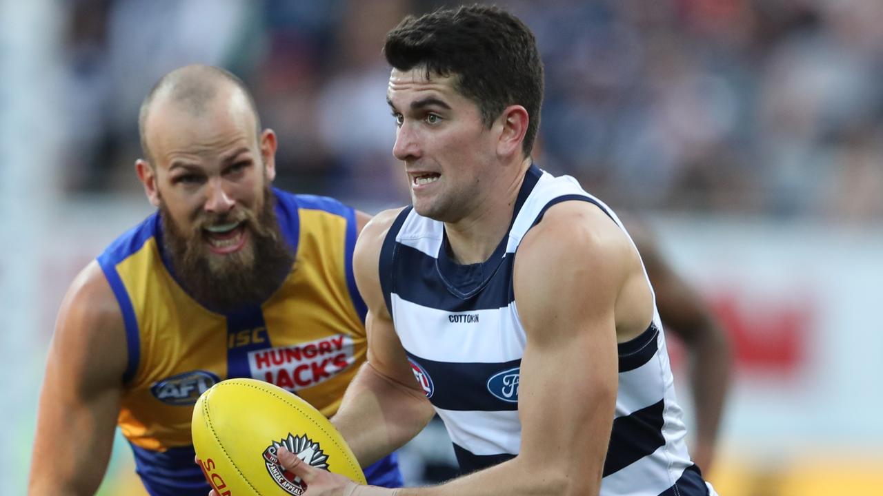 Geelong defeated West Coast in the First Semi Final. (AAP Image/David Crosling)