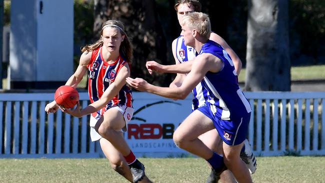 Action in the QAFL colts game between Mt Gravatt V Wilston Grange. Saturday June 25, 2022. Picture, John Gass