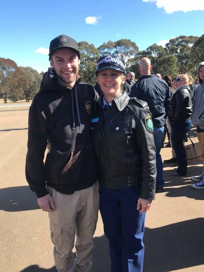 Julieanne Garland with her eldest son at her attestation from the Police Academy at Goulburn. Picture: supplied.