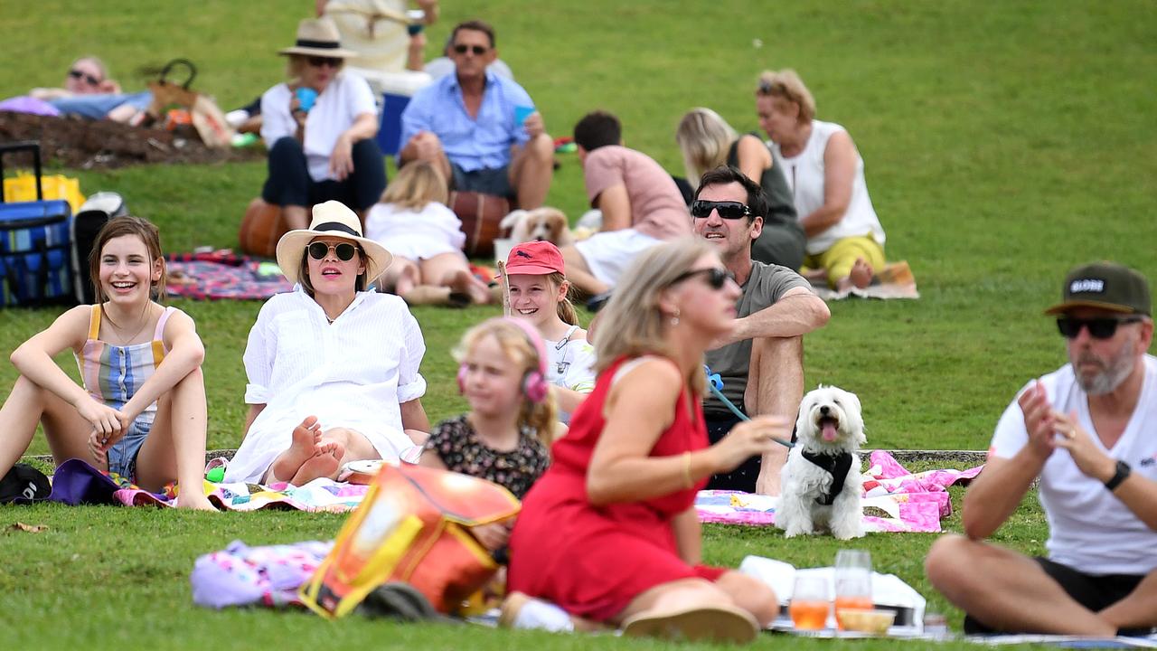 People were able to enjoy a Mother's Day picnic in Brisbane on May 10 due to social distancing measures being eased. Picture: AAP Image/Dan Peled