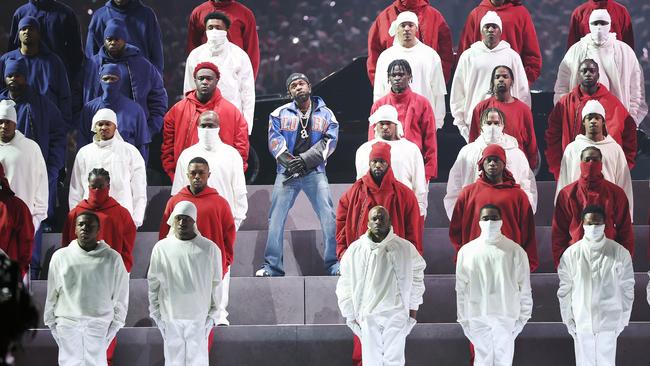 Kendrick Lamar performs on stage during Apple Music Super Bowl LIX Halftime Show at Caesars Superdome. Picture: Amie Squire/Getty Images