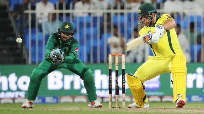 Aaron Finch has been in electrifying form against Pakistan in the UAE. Picture: AFP