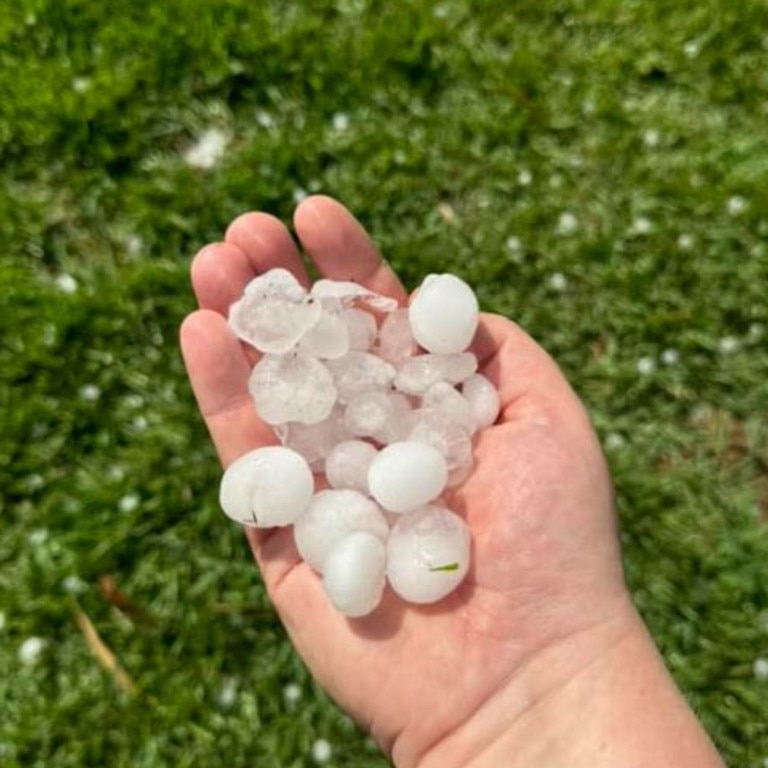 Large hail at Maroon in the Scenic Rim. Picture: Laura Adams