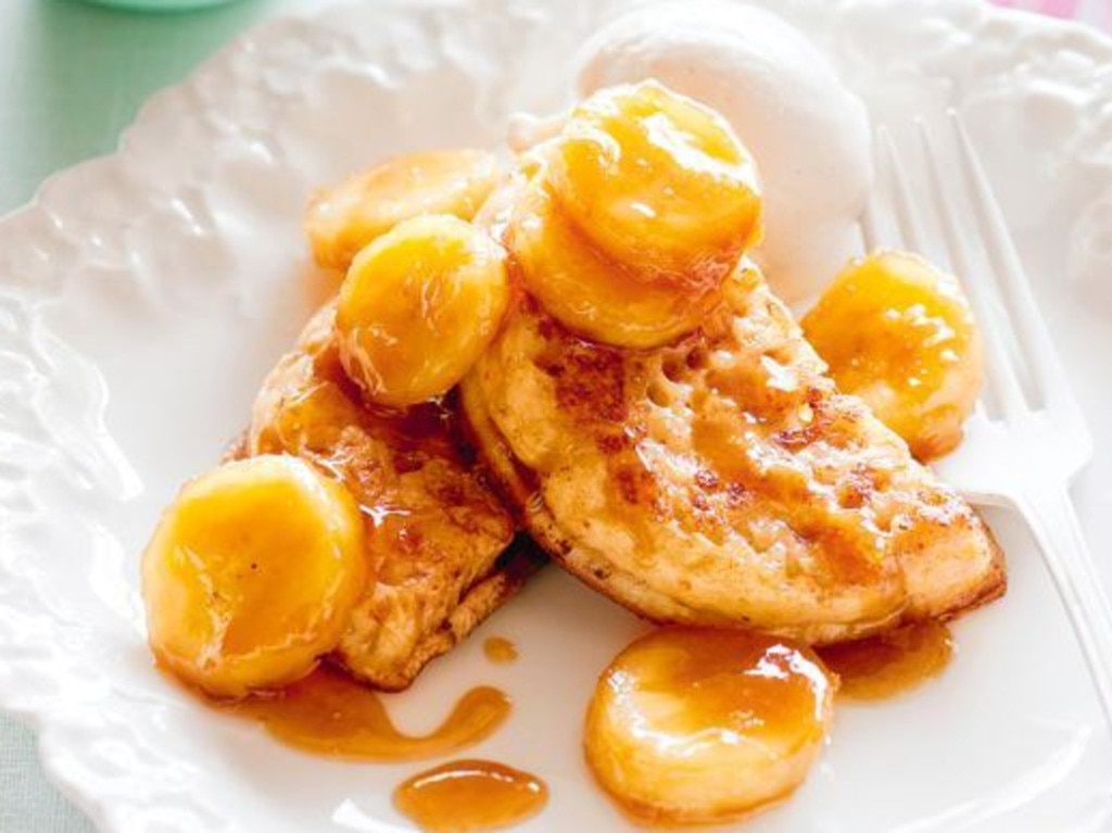 Sticky brown sugar banana crumpets.