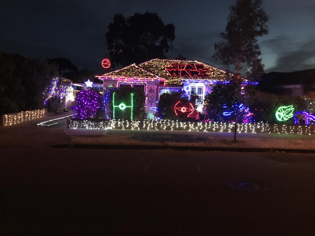 A long time ago in a galaxy far far away, there were some Christmas lights at Gardiner Ave, Warradale. Picture: Andrew Walters