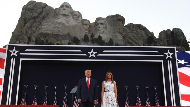 US President Donald Trump and First Lady Melania Trump at Mount Rushmore. Picture: Saul Loeb/AFP