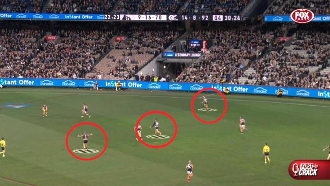 Nick Daicos burned them all. Photo: Fox Footy.