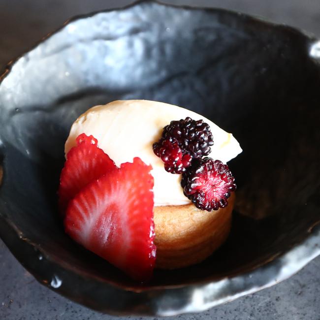 Imagawa, yuzu cream cheese at IKU in Burleigh. Photograph: Jason O'Brien