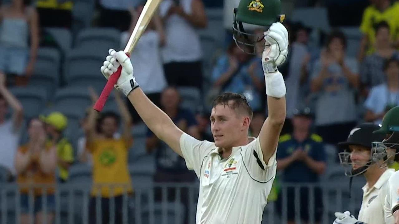 Marnus Labuschagne brought up his ton with a maximum.