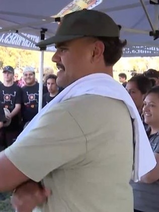 Latrell Mitchell attends a footy clinic the day after Origin.