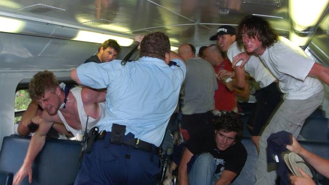 MrCampbell saves two Muslim men from a mob on a train in 2005. Picture: Craig Greenhill