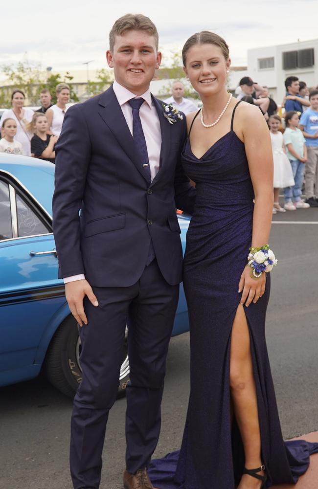 Rhianon Braithwaite and Fletch Prendergast arriving at the 2023 Kingaroy State High school formal.